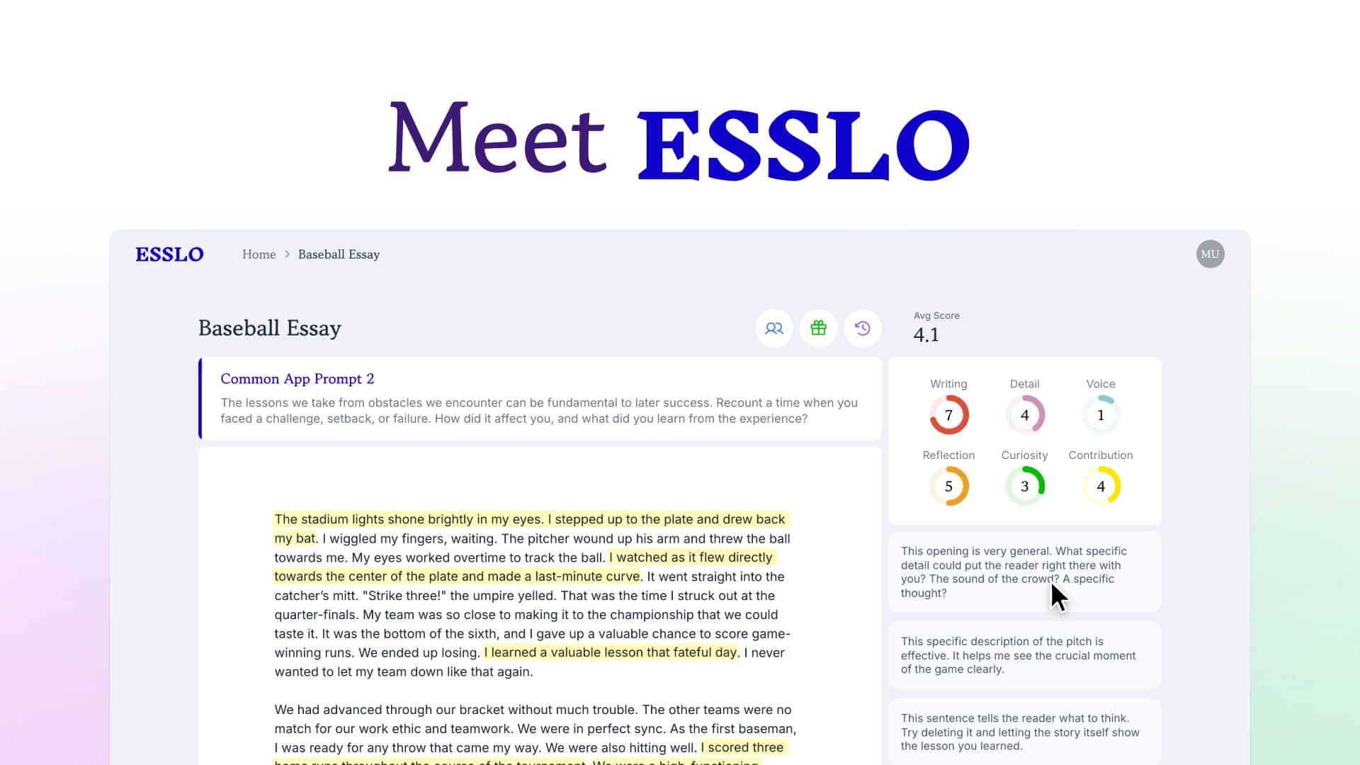 Esslo interface preview